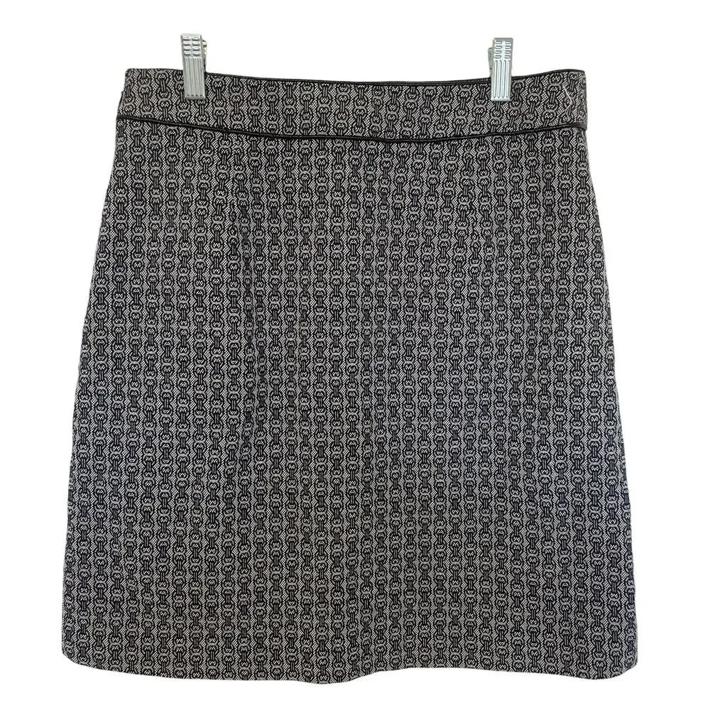 Tory Burch Chaumont A Line Jacquard Mini Skirt Gray Lined Womens Size 8